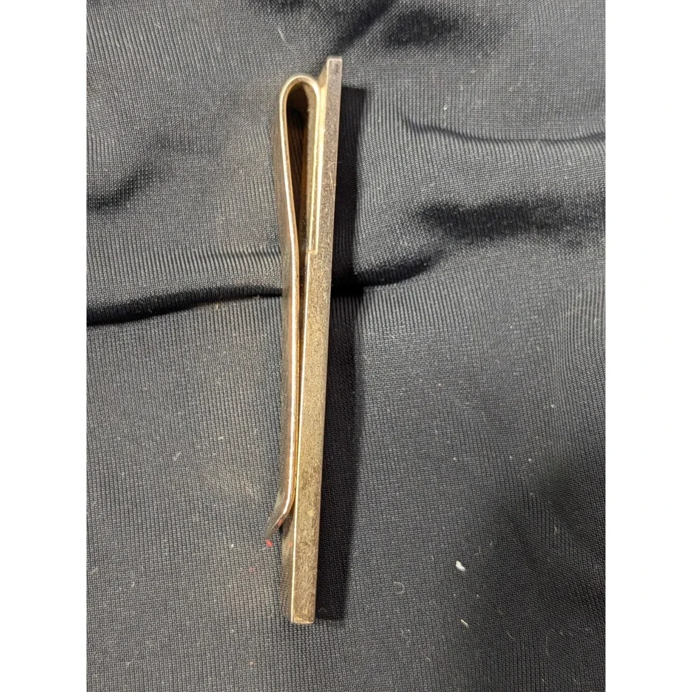 Vintage Gold Tone Money Clip, Stylized Monogram Emblem, Tie Accessory Minimalist